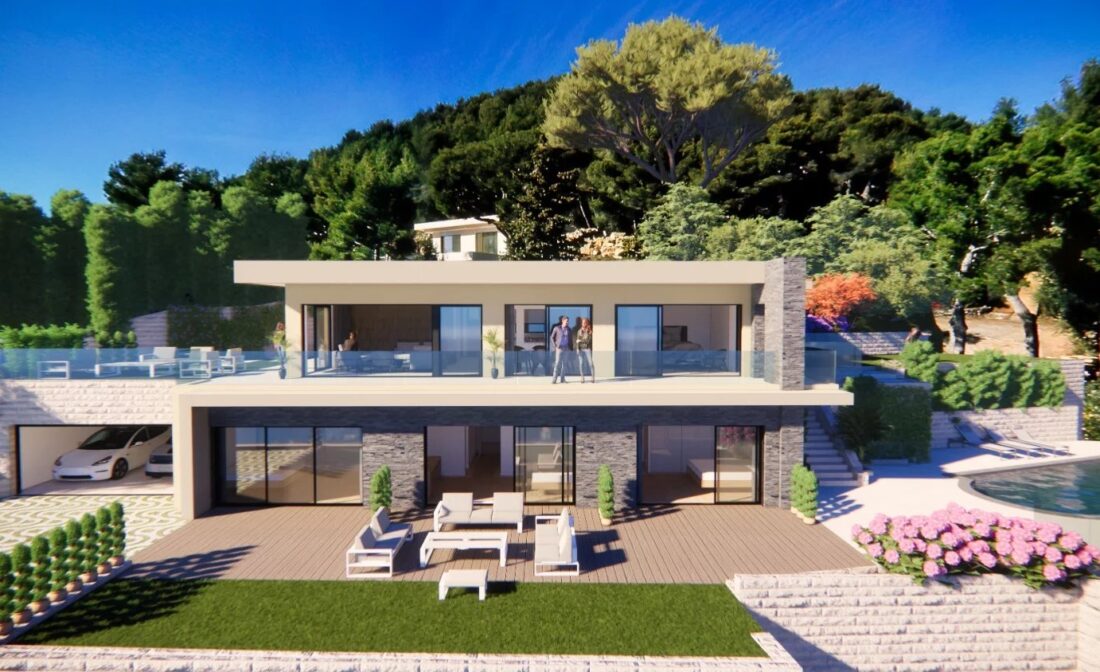 ROQUEBRUNE-CAP-MARTIN –  villa rénovée d’esprit contemporain avec vue mer
