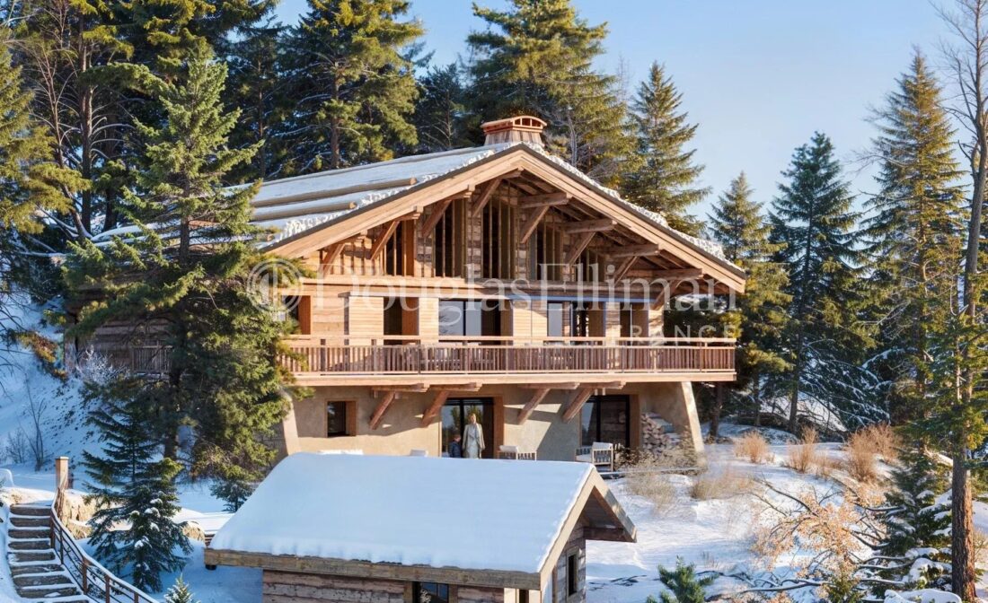 MEGEVE – Chalet familial neuf de grande qualité avec 6 chambres, situé à proximité du centre-ville.